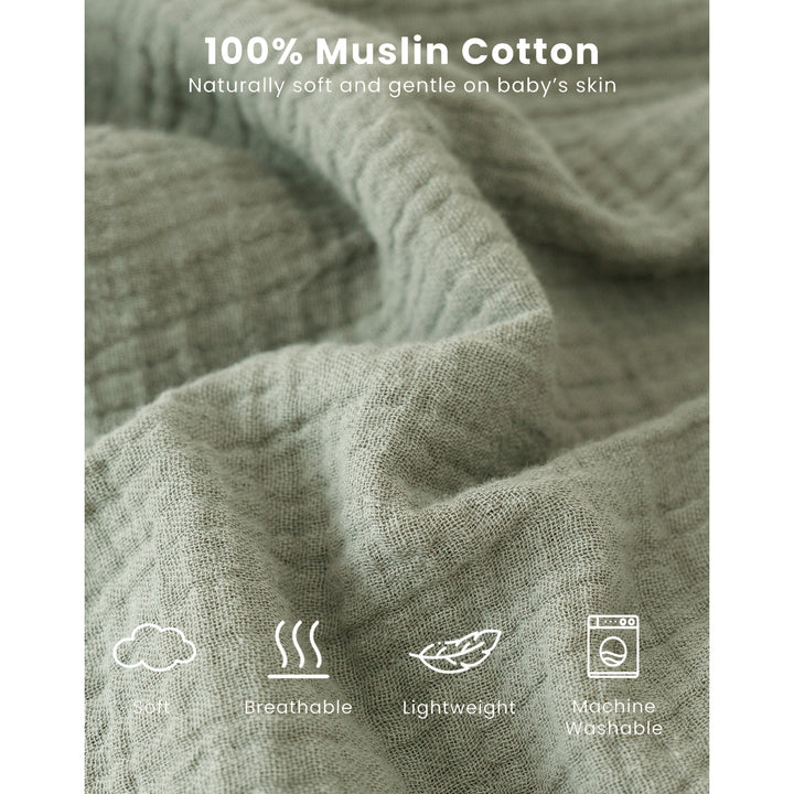 Konssy Muslin Baby Sleep Sack 0-6 Months 0.8 TOG, 2 Pack 100% Cotton Wearable Blanket for Babies, 2-Way Zipper Breathable Sleeping Sack Infant Toddler Essentials for Girls and Boys