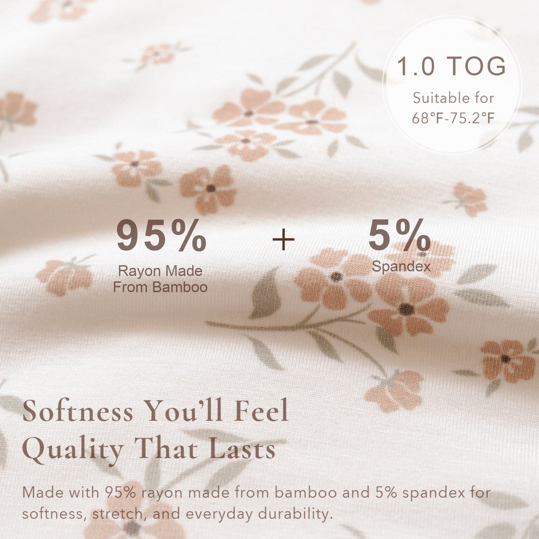 Konssy Rayon Made from Bamboo Baby Sleep Sack, 1.0 TOG Quilted Baby Wearable Blanket with 2-Way Zipper, Sleeping Bag