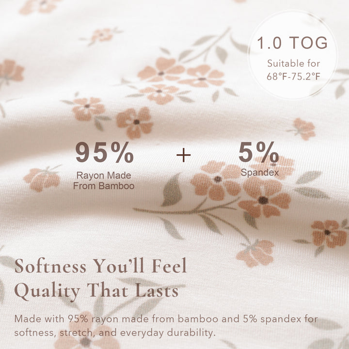 Konssy Rayon Made from Bamboo Baby Sleep Sack, 1.0 TOG Quilted Baby Wearable Blanket with 2-Way Zipper, Sleeping Bag