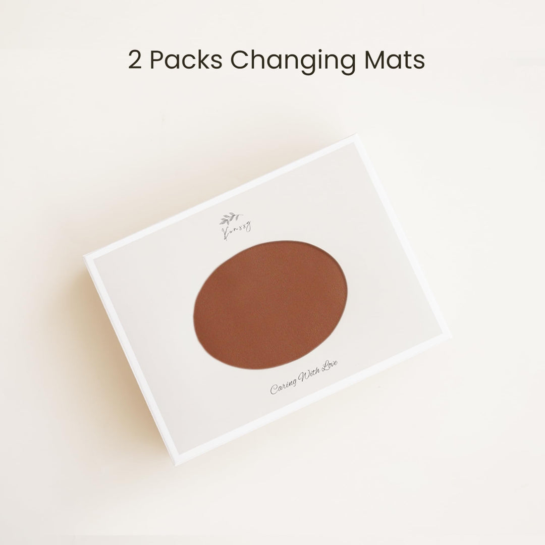 Konssy Faux Leather Waterproof Baby Changing Mat 2 Pack, Regular, 32"x20" - Brown,Beige - image 6
