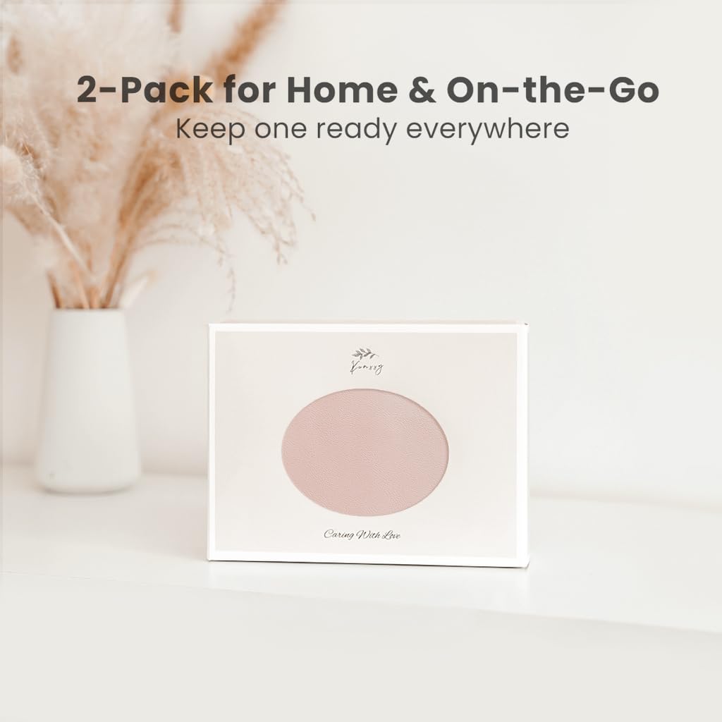 Konssy Faux Leather Baby Changing Mat 2 Pack, Oval, 30"x17" - Blush,Beige - image 6