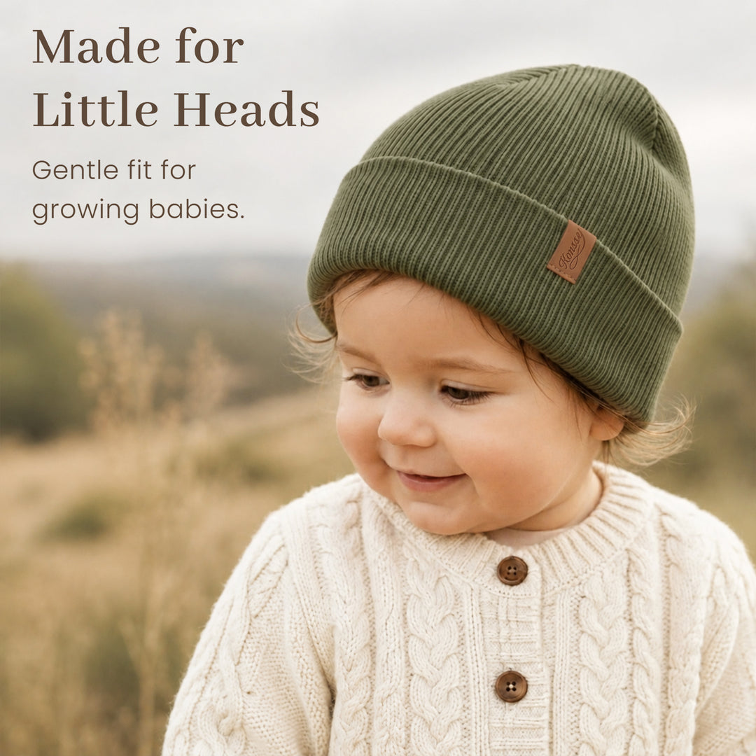 Konnsy 4 Pack Baby Beanie Warm Winter Hats for Newborn Infant Boys Girls | Cozy Double-Layer Knitted Warm Cap, Extra-Soft, Stretch Beanies Without Tight Marks, Multicolor set, Baby Beanies 0-6 Months