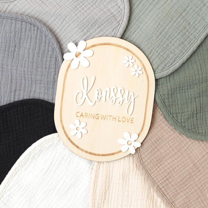 Konssy 8-Pack Muslin Baby Bibs, Adjustable Fit for Drooling and Teething Soft Absorbent, Drool Bibs for Baby Boys Girls, Cotton Front with Fleece Backing, Newborn to Toddler 0-36M