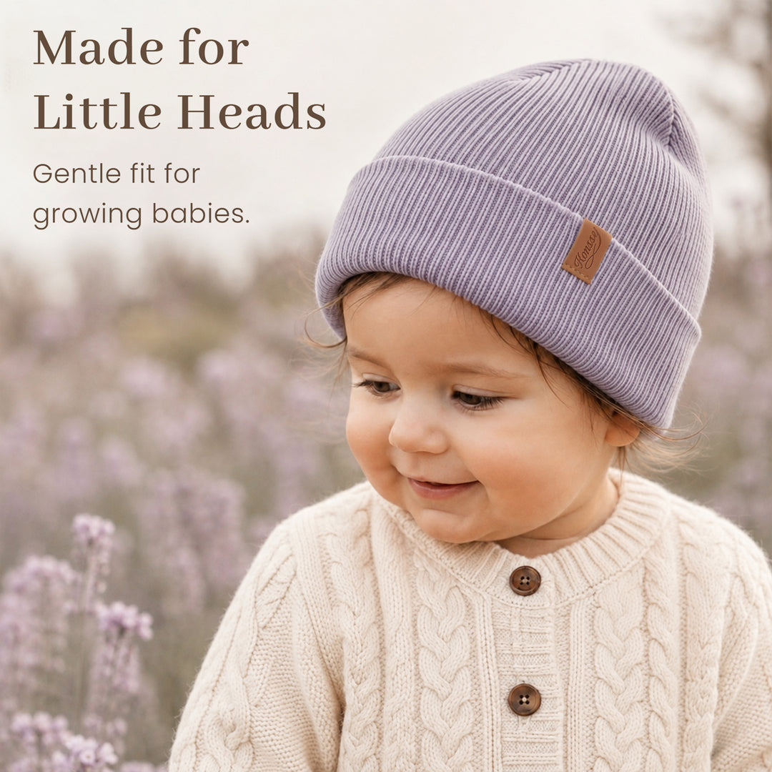 Konnsy 4 Pack Baby Beanie Warm Winter Hats for Newborn Infant Boys Girls | Cozy Double-Layer Knitted Warm Cap, Extra-Soft, Stretch Beanies Without Tight Marks, Multicolor set, Baby Beanies 0-6 Months