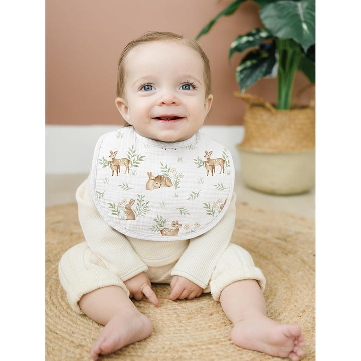 Konssy 8-Pack Muslin Baby Bibs, Adjustable Fit for Drooling and Teething Soft Absorbent, Drool Bibs for Baby Boys Girls, Cotton Front with Fleece Backing, Newborn to Toddler 0-36M