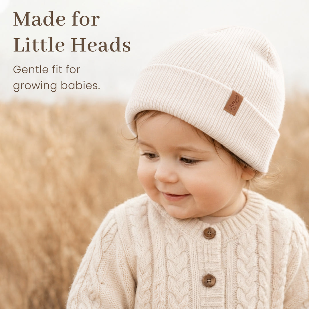 Konnsy 4 Pack Baby Beanie Warm Winter Hats for Newborn Infant Boys Girls | Cozy Double-Layer Knitted Warm Cap, Extra-Soft, Stretch Beanies Without Tight Marks, Multicolor set, Baby Beanies 0-6 Months