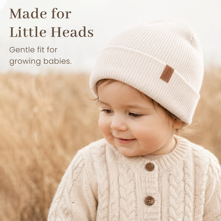 Konnsy 4 Pack Baby Beanie Warm Winter Hats for Newborn Infant Boys Girls | Cozy Double-Layer Knitted Warm Cap, Extra-Soft, Stretch Beanies Without Tight Marks, Multicolor set, Baby Beanies 0-6 Months