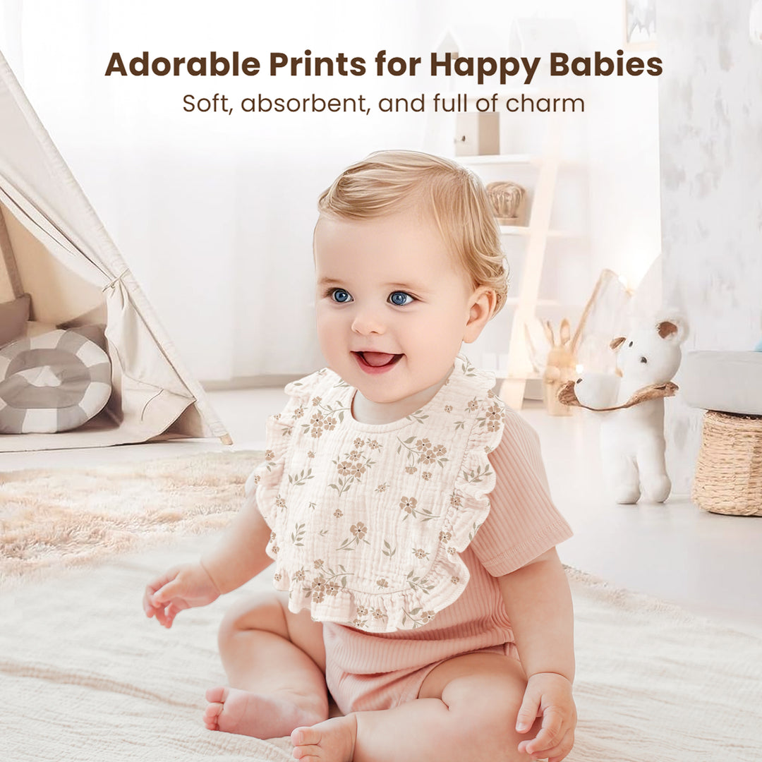 Konssy Muslin Baby Bibs for Girls – Soft 100% Cotton Drool Bibs