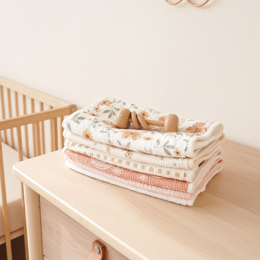 Konssy 6-Pack Muslin Baby Burp Cloths