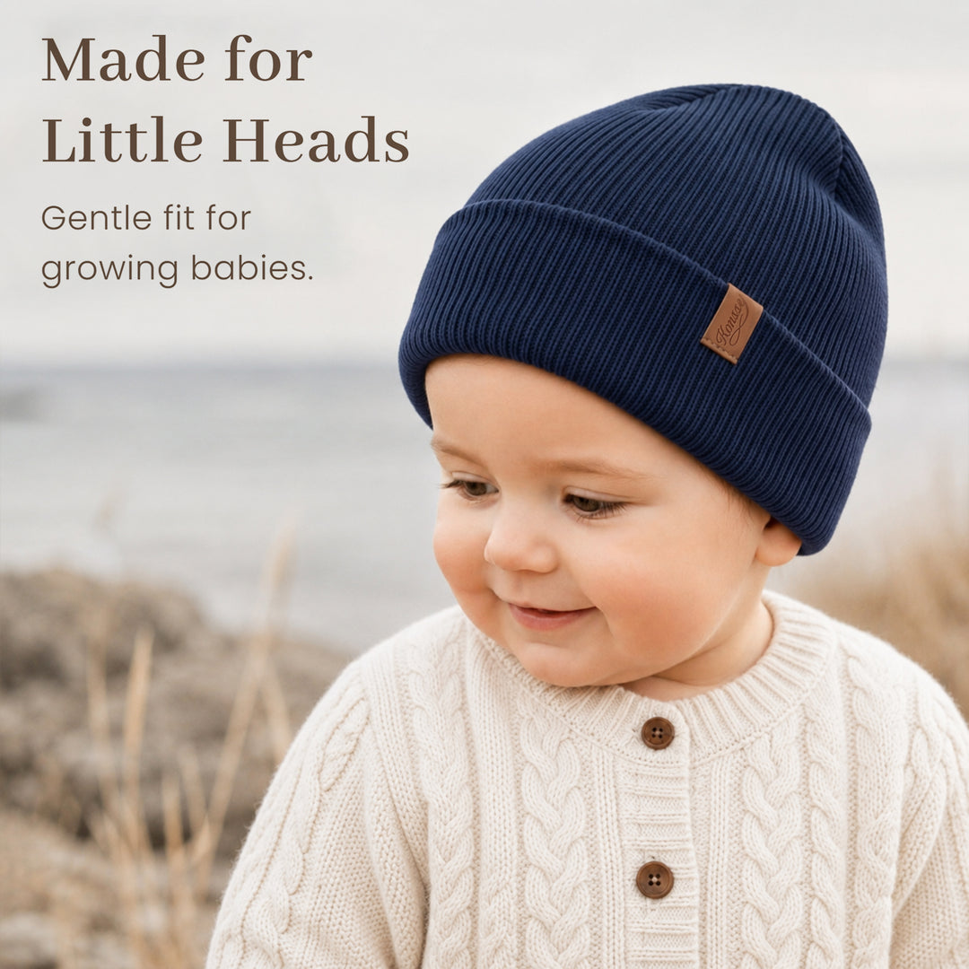 Konnsy 4 Pack Baby Beanie Warm Winter Hats for Newborn Infant Boys Girls | Cozy Double-Layer Knitted Warm Cap, Extra-Soft, Stretch Beanies Without Tight Marks, Multicolor set, Baby Beanies 0-6 Months
