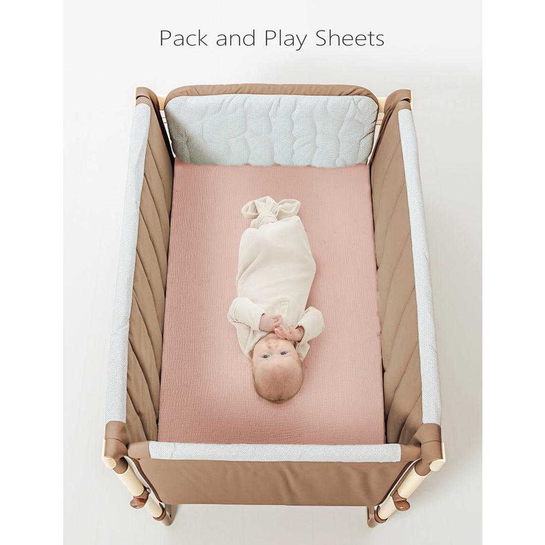 Konssy Muslin Crib Sheets for Girl Boy, 2 PCS Soft and Breathable Cotton Baby Sheets for Standard Crib Mattress, 38"x 24"