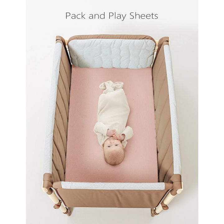 Konssy Muslin Crib Sheets for Girl Boy, 2 PCS Soft and Breathable Cotton Baby Sheets for Standard Crib Mattress, 38"x 24"