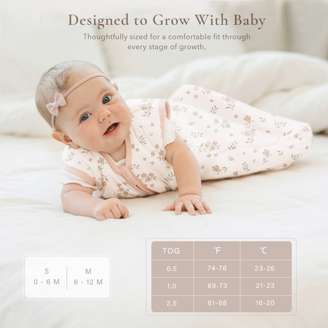 Konssy Rayon Made from Bamboo Baby Sleep Sack, 1.0 TOG Quilted Baby Wearable Blanket with 2-Way Zipper, Sleeping Bag