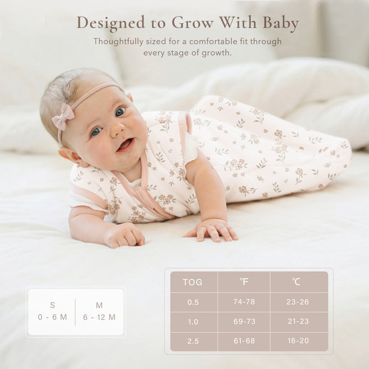 Konssy Rayon Made from Bamboo Baby Sleep Sack, 1.0 TOG Quilted Baby Wearable Blanket with 2-Way Zipper, Sleeping Bag