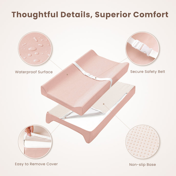 Konssy Vegan Leather Changing Pad with Waterproof Lining Foam