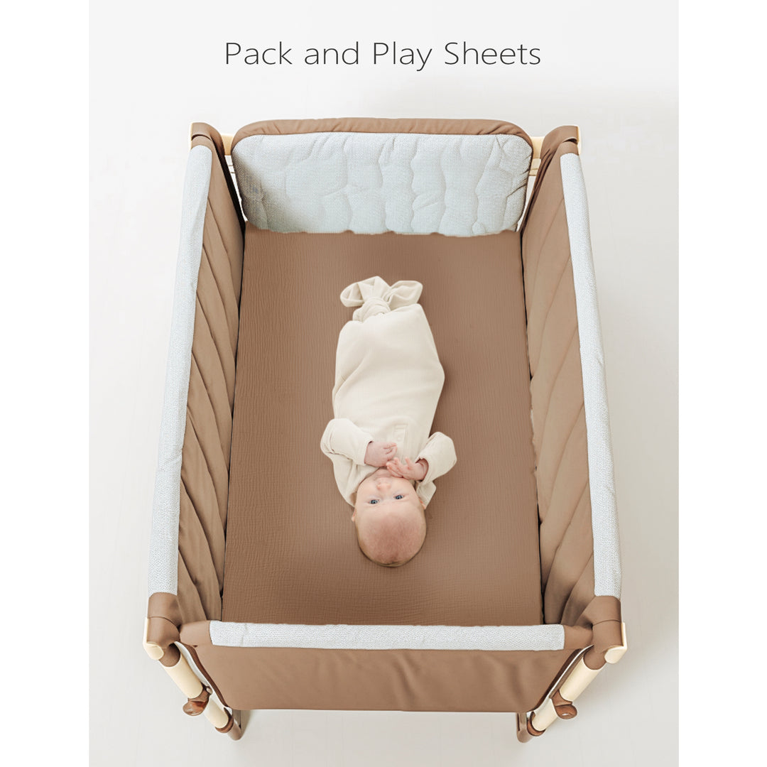 Konssy Muslin Crib Sheets for Girl Boy, 2 PCS Soft and Breathable Cotton Baby Sheets for Standard Crib Mattress, 38"x 24"