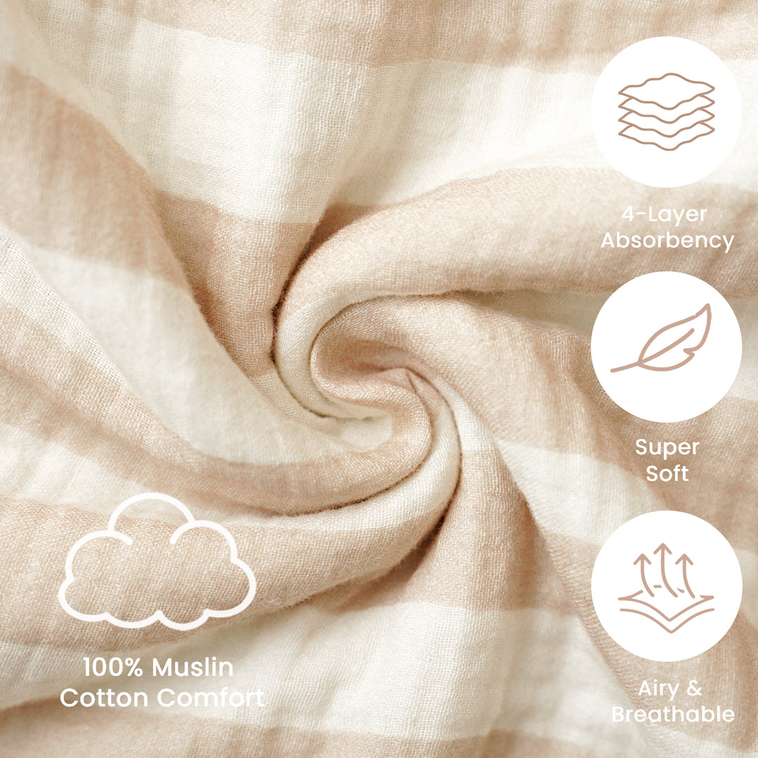 Konssy Muslin Hooded Bath Towels for Kids, 100% Cotton, Soft Quick-Dry Bath/Beach/Pool Towel Poncho with Front Pocket for Toddlers, Lightweight & Absorbent (1-3 Years)