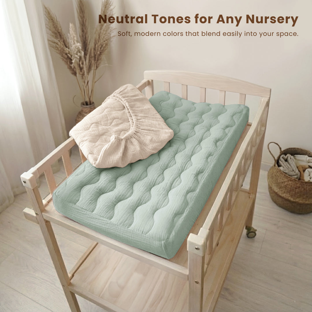 Konssy Waterproof Muslin Changing Pad Cover 2 Pack