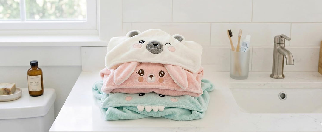 Konssy 2-Pack Hooded Baby Towels, Plush Fleece Animal Bath Towel with Hood - product details 7