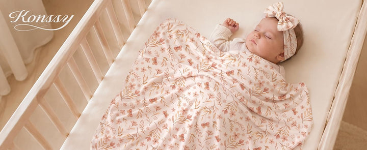 Konssy 2-Pack Stretchy Swaddle Blankets, Baby Receiving Blankets, 41"x41" - product details 1