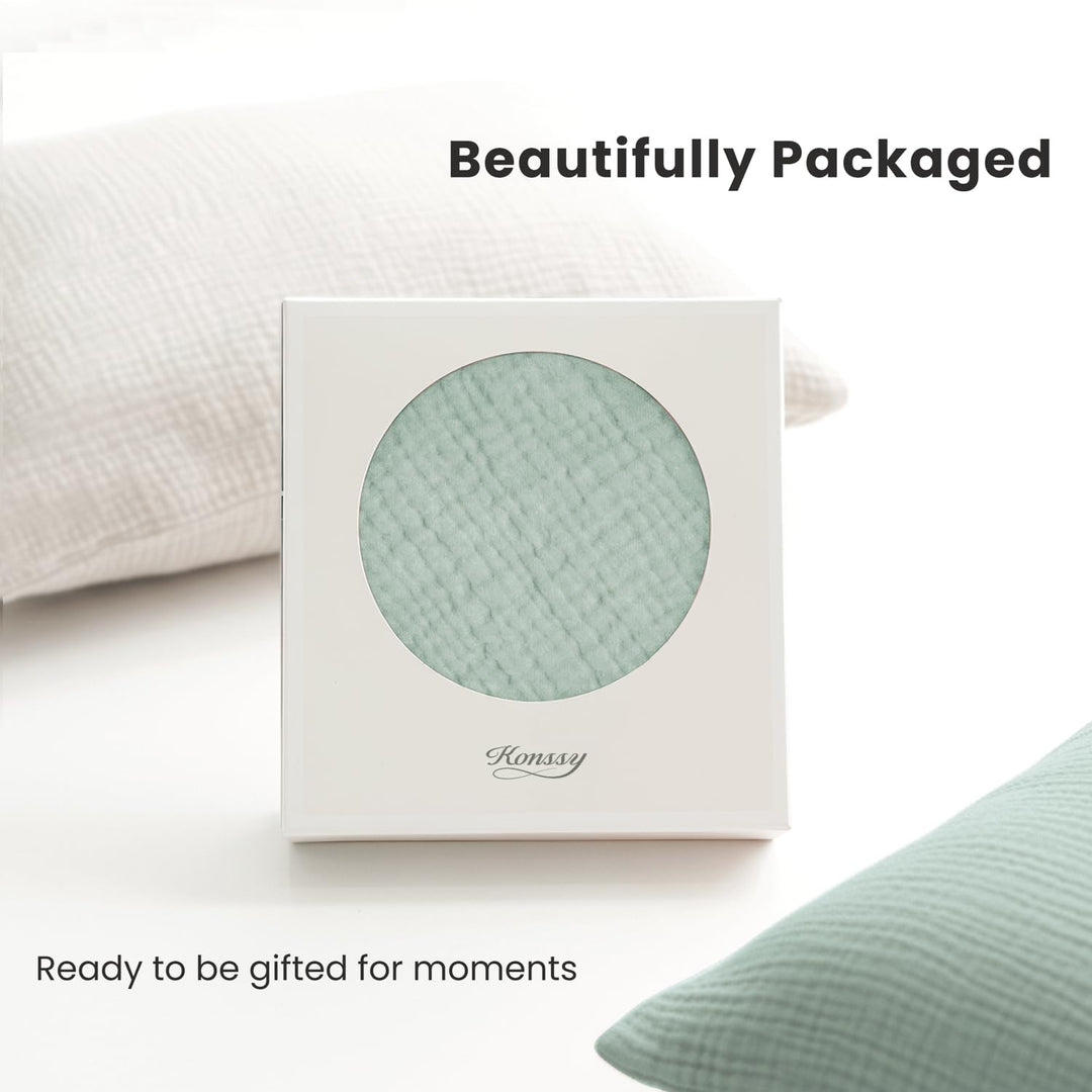 Konssy 2 Pack Muslin Toddler Pillowcases, Soft Baby Pillow Cases, 13"x18" - Leafy,Green - image 6