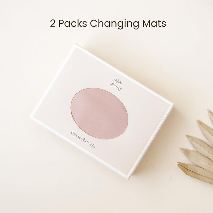 Konssy Faux Leather Waterproof Baby Changing Mat 2 Pack, Regular, 32"x20" - Blush,Beige - image 6