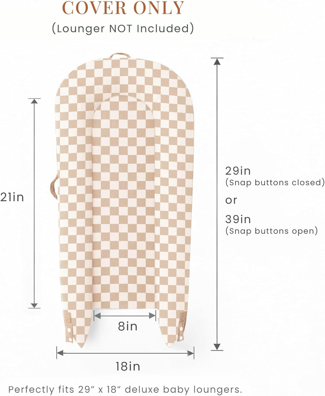 Konssy 100% Cotton Baby Lounger Cover Baby Nest Replacement Cover for Newborn Boys Girls Fits Dockatot Deluxe+ Docks (Cover Only)