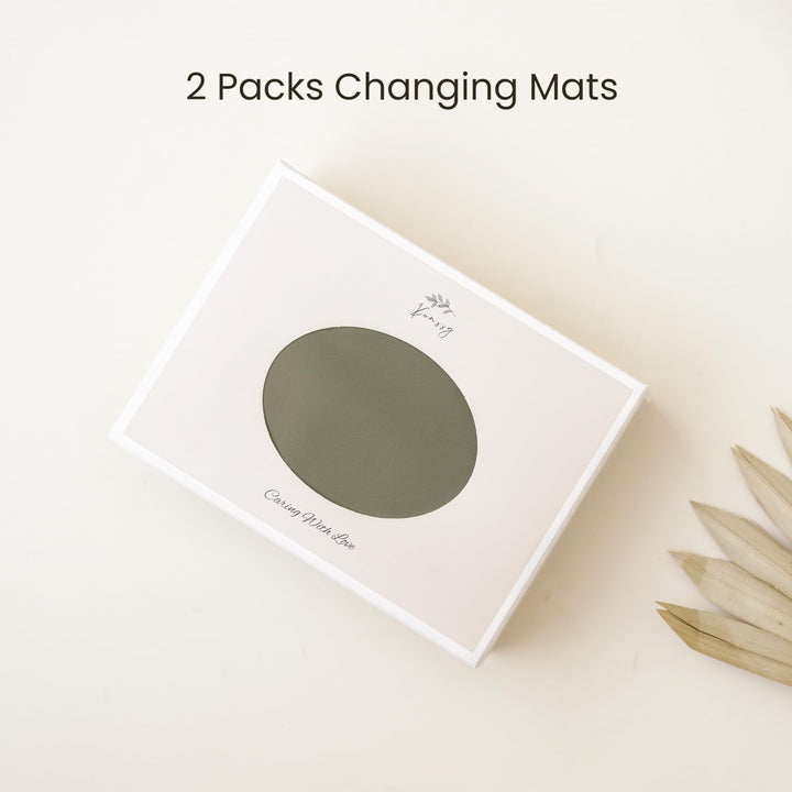 Konssy Faux Leather Waterproof Baby Changing Mat 2 Pack, Regular, 30"x17" - Fog Green,Beige - image 5