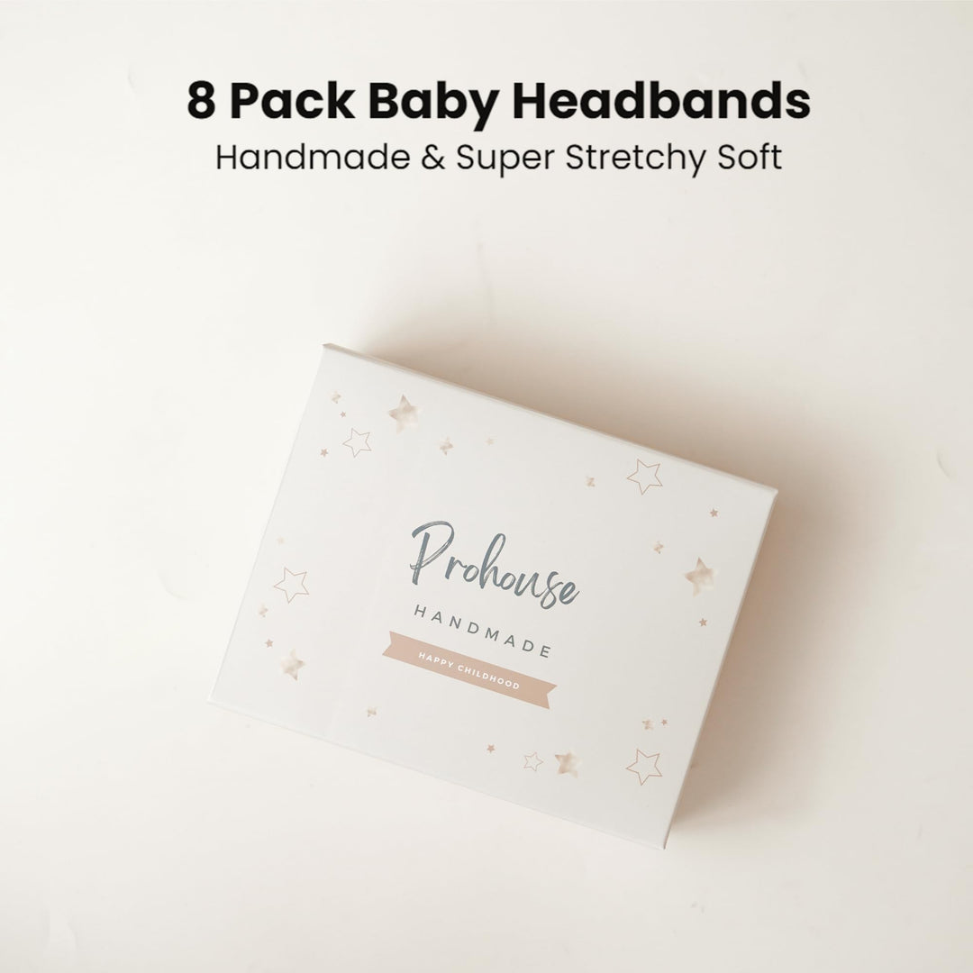 Prohouse 8 Pack Baby Bows Headbands for Girls, Newborn Nylon Headbands - Beige - image 7