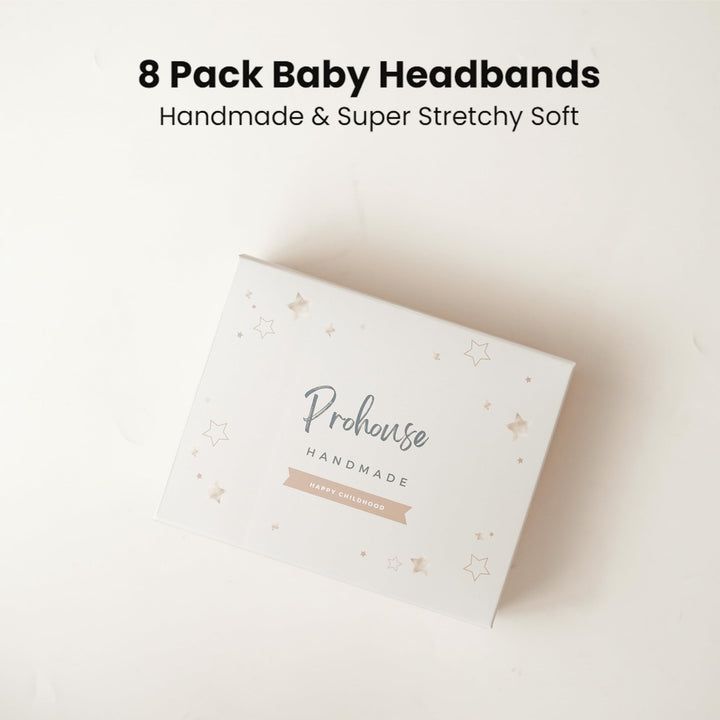 Prohouse 8 Pack Baby Bows Headbands for Girls, Newborn Nylon Headbands - Beige - image 7