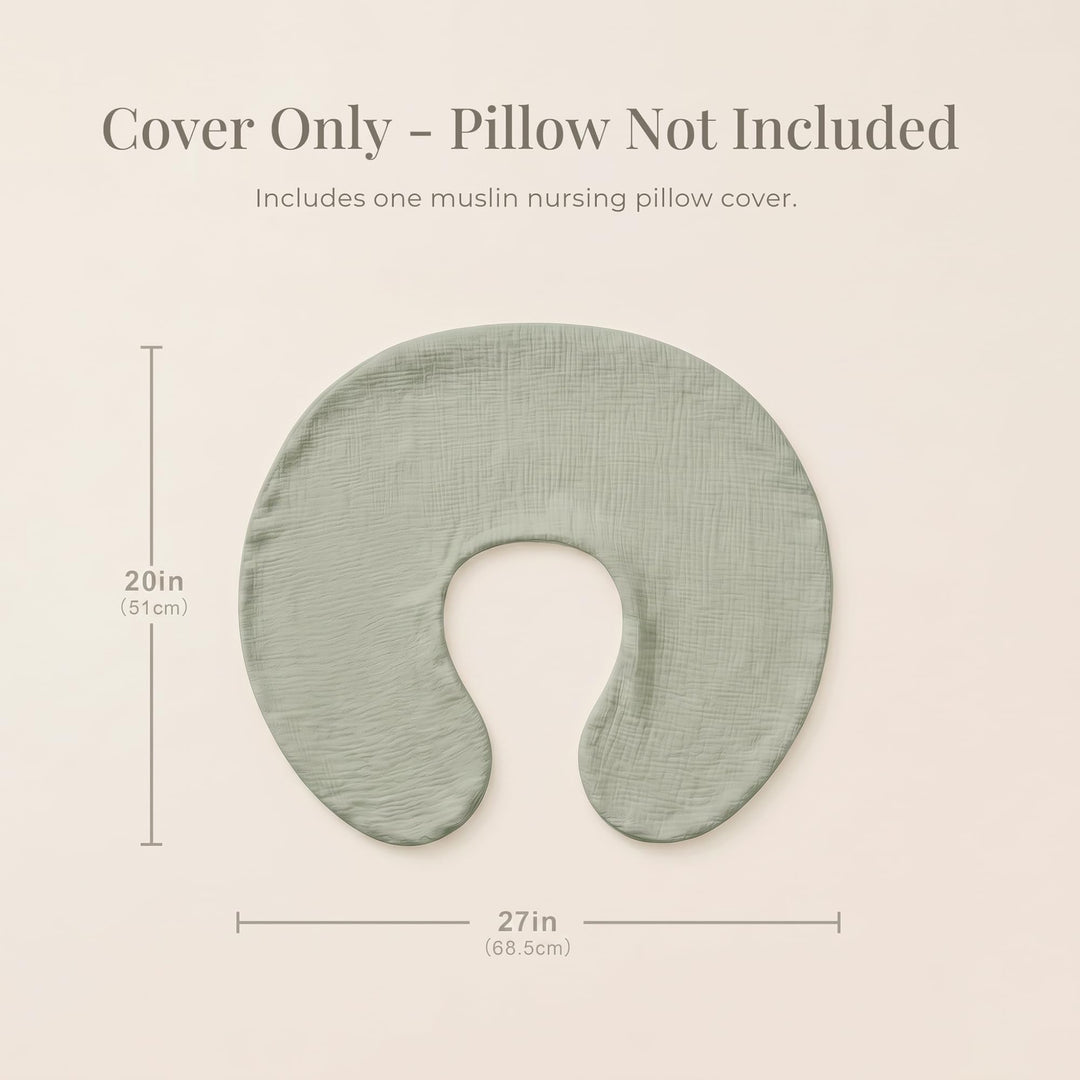 Konssy Muslin Nursing Pillow Covers, Soft Cover for Breastfeeding Pillows - Fog Green - image 4
