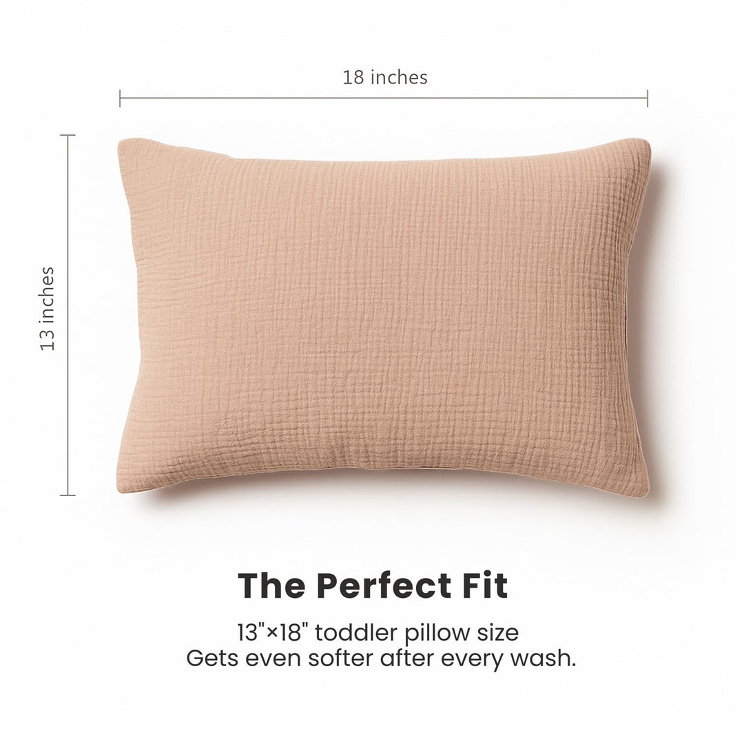 Konssy 2 Pack Muslin Toddler Pillowcases, Soft Baby Pillow Cases, 13"x18" - Flourish,Toffee - image 4