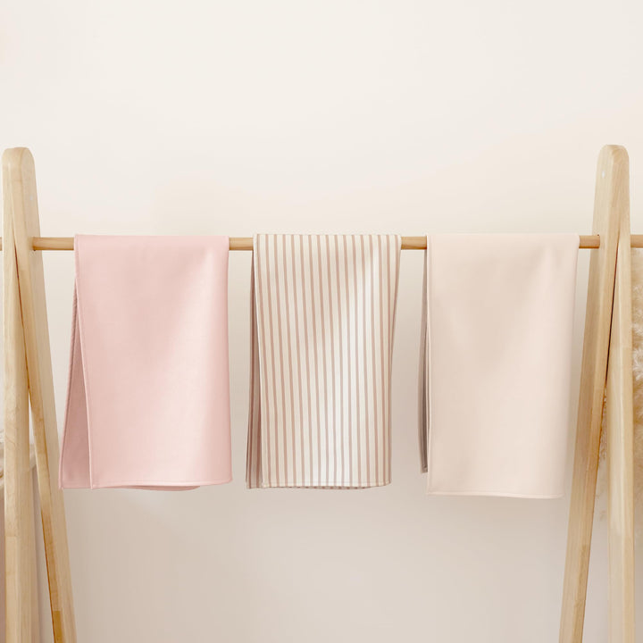 Konssy Faux Leather Waterproof Baby Changing Mat 2 Pack, Regular, 30"x17" - Beige,Stripes - image 6