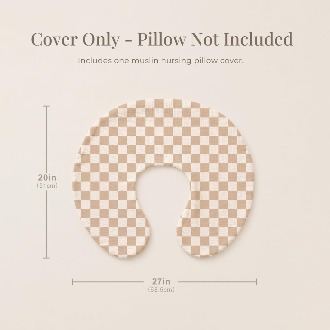 Konssy Muslin Nursing Pillow Covers, Soft Cover for Breastfeeding Pillows - Coffee Check - image 4