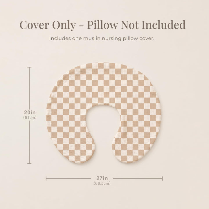 Konssy Muslin Nursing Pillow Covers, Soft Cover for Breastfeeding Pillows - Coffee Check - image 4
