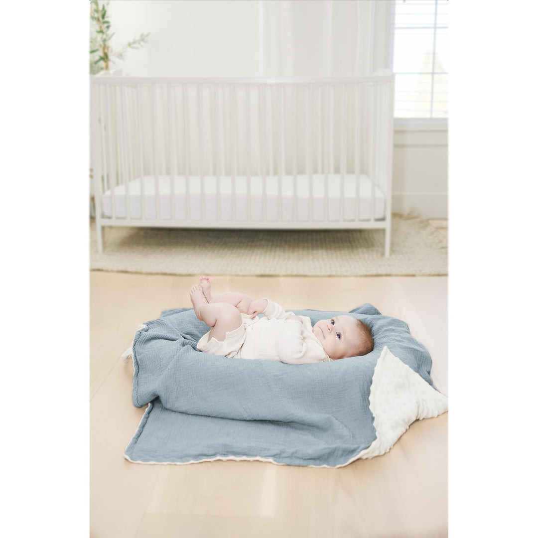 Konssy Soft Muslin Baby Blanket for Unisex Boys & Girls, 30 x 40 Inch - Blue - image 5