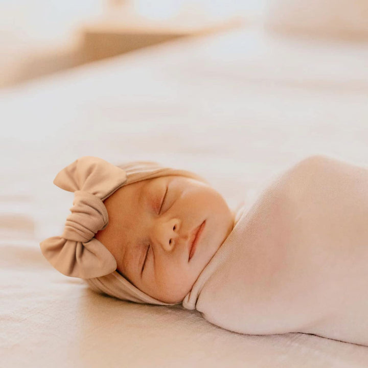 Konssy Baby Blanket & Headband Set, 32 x 32 Inch Swaddle Receiving Blanket - Fog Green - image 3
