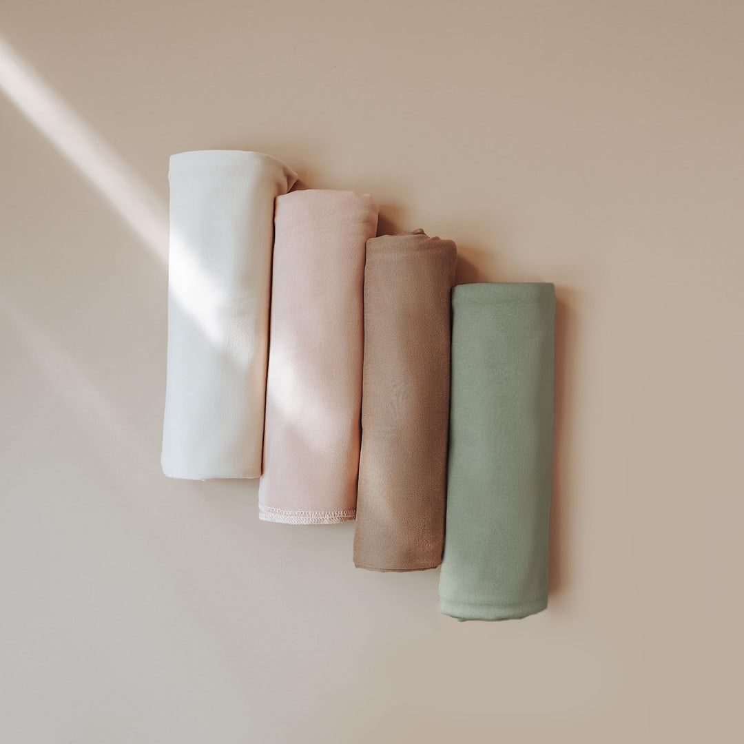 Konssy Baby Blanket & Headband Set, 32 x 32 Inch Swaddle Receiving Blanket - Fog Green - image 6