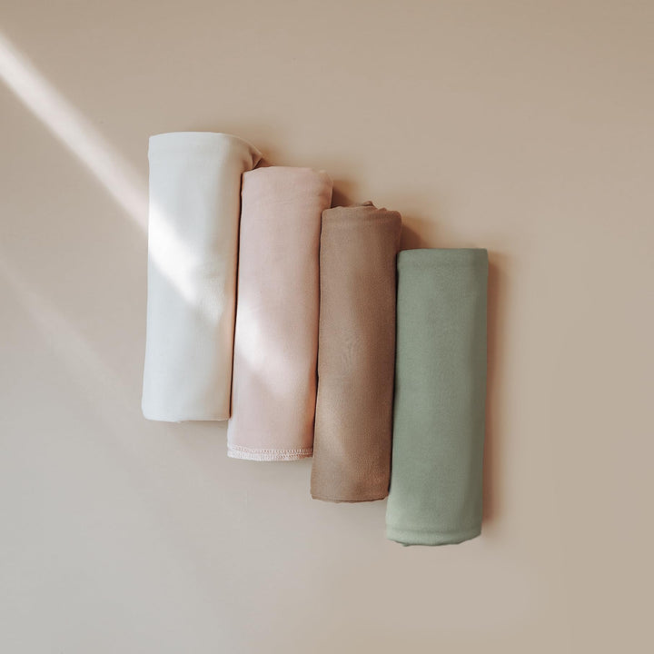 Konssy Baby Blanket & Headband Set, 32 x 32 Inch Swaddle Receiving Blanket - Fog Green - image 6