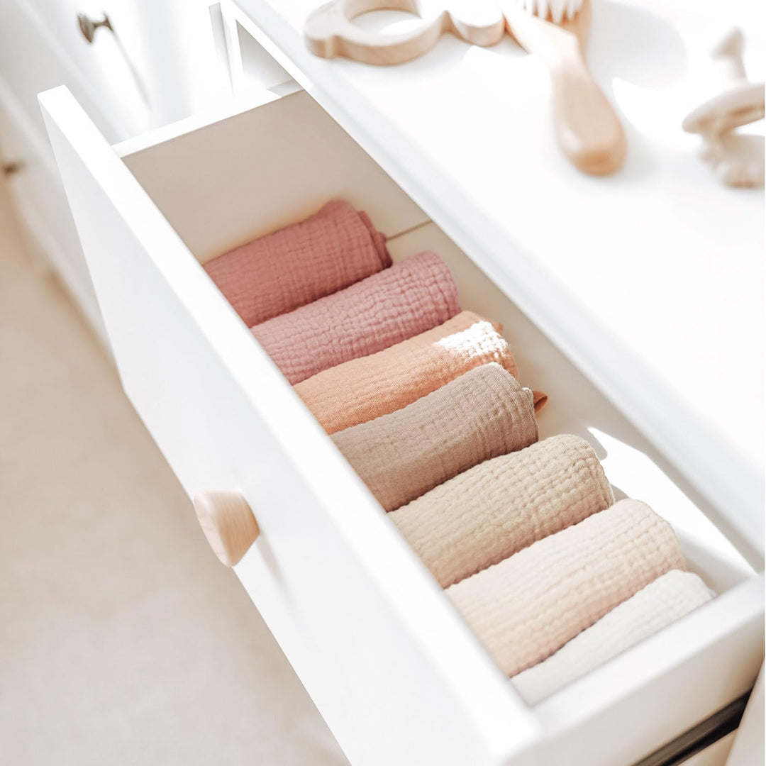 Konssy 7 Pack Face Cloths, 100% Muslin Cotton Wash Cloth for Washing Face - Flesh Pink - image 8