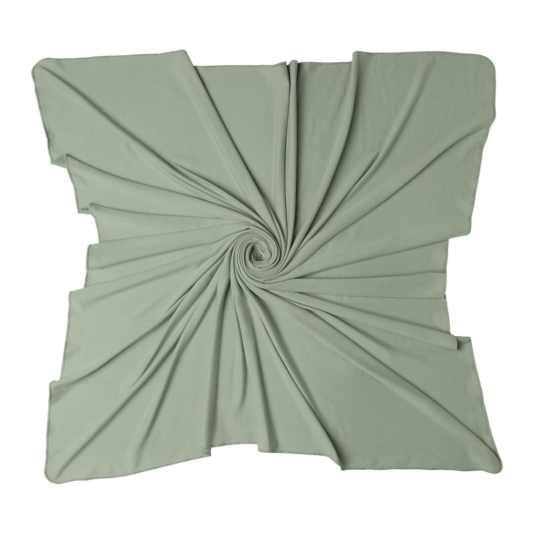 Konssy Baby Blanket & Headband Set, 32 x 32 Inch Swaddle Receiving Blanket - Fog Green - image 2
