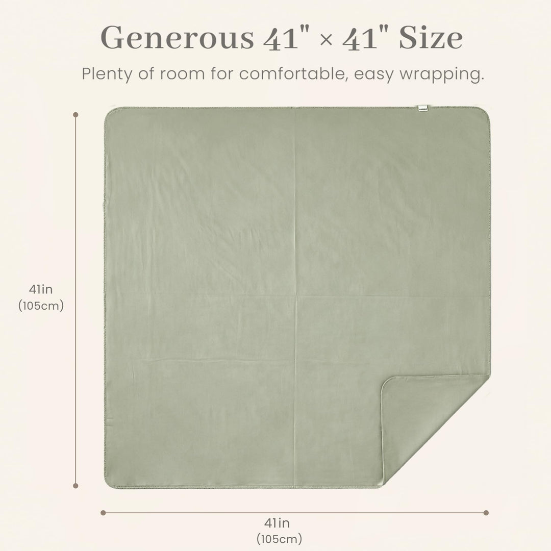 Konssy 2-Pack Stretchy Swaddle Blankets, Baby Receiving Blankets, 41"x41" - Green, Garden Sage - image 5