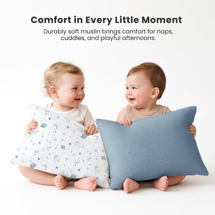 Konssy 2 Pack Muslin Toddler Pillowcases, Soft Baby Pillow Cases, 13"x18" - Star,Blue - image 7
