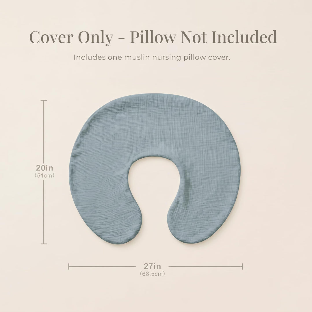 Konssy Muslin Nursing Pillow Covers, Soft Cover for Breastfeeding Pillows - Blue - image 4