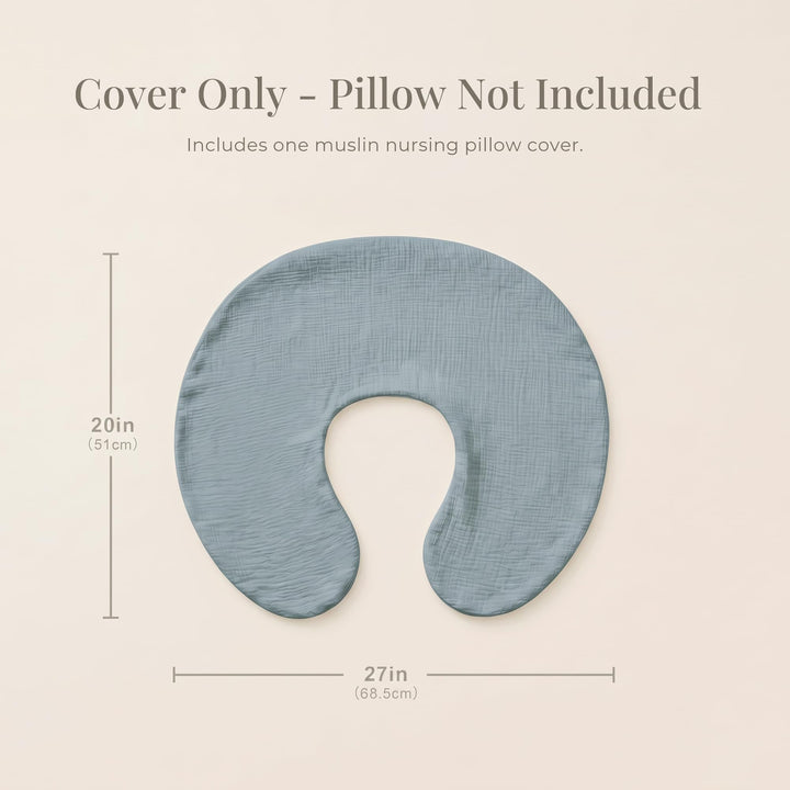 Konssy Muslin Nursing Pillow Covers, Soft Cover for Breastfeeding Pillows - Blue - image 4