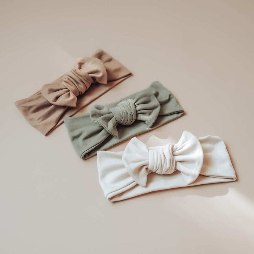 Konssy Baby Blanket & Headband Set, 32 x 32 Inch Swaddle Receiving Blanket - Fog Green - image 5