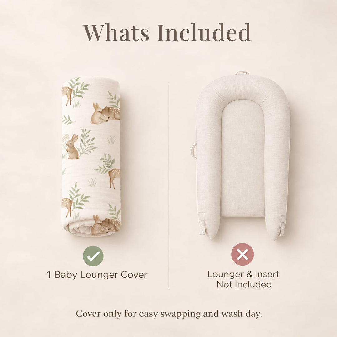 Konssy 100% Cotton Baby Lounger Cover Fits DockATot Deluxe+, Cover Only - Woodland - image 2