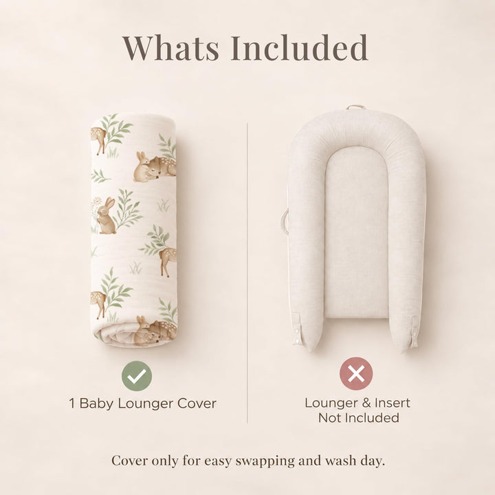 Konssy 100% Cotton Baby Lounger Cover Fits DockATot Deluxe+, Cover Only - Woodland - image 2