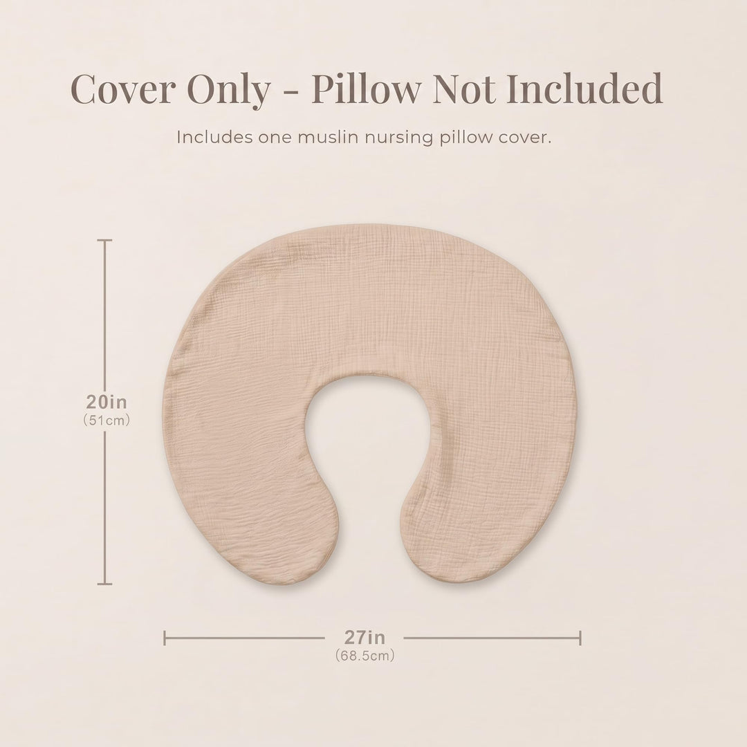 Konssy Muslin Nursing Pillow Covers, Soft Cover for Breastfeeding Pillows - Wheat - image 4