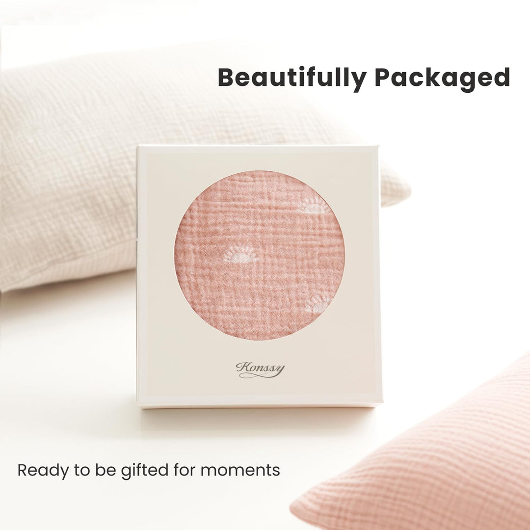 Konssy 2 Pack Muslin Toddler Pillowcases, Soft Baby Pillow Cases, 13"x18" - Pink Sun,Brown Leaf - image 6
